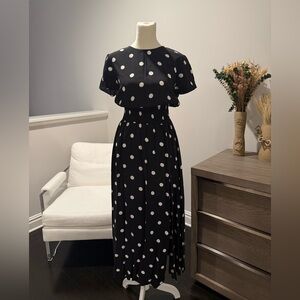 Wilfred Black and White Polka Dot Maxi Dress